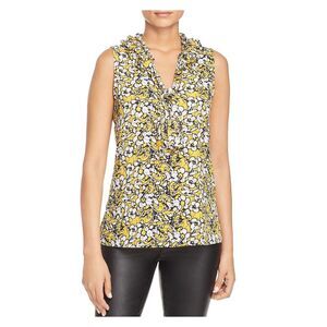 LE GALI Womens Ruffled Sleeveless Keyhole Tank Top
